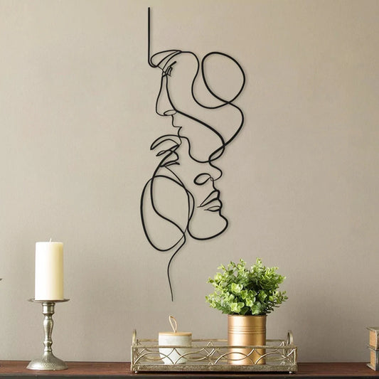 Metal Wall Art Minimalist Face Lines