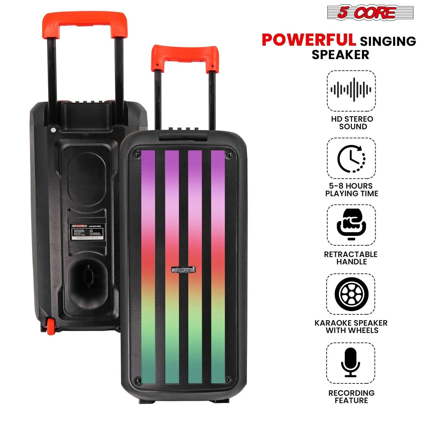 5Core Bluetooth Party Speaker 10 Inch PA RGB Partybox Karaoke Machine