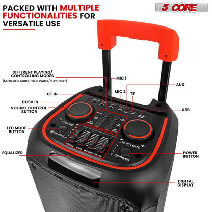 5Core Bluetooth Party Speaker 10 Inch PA RGB Partybox Karaoke Machine