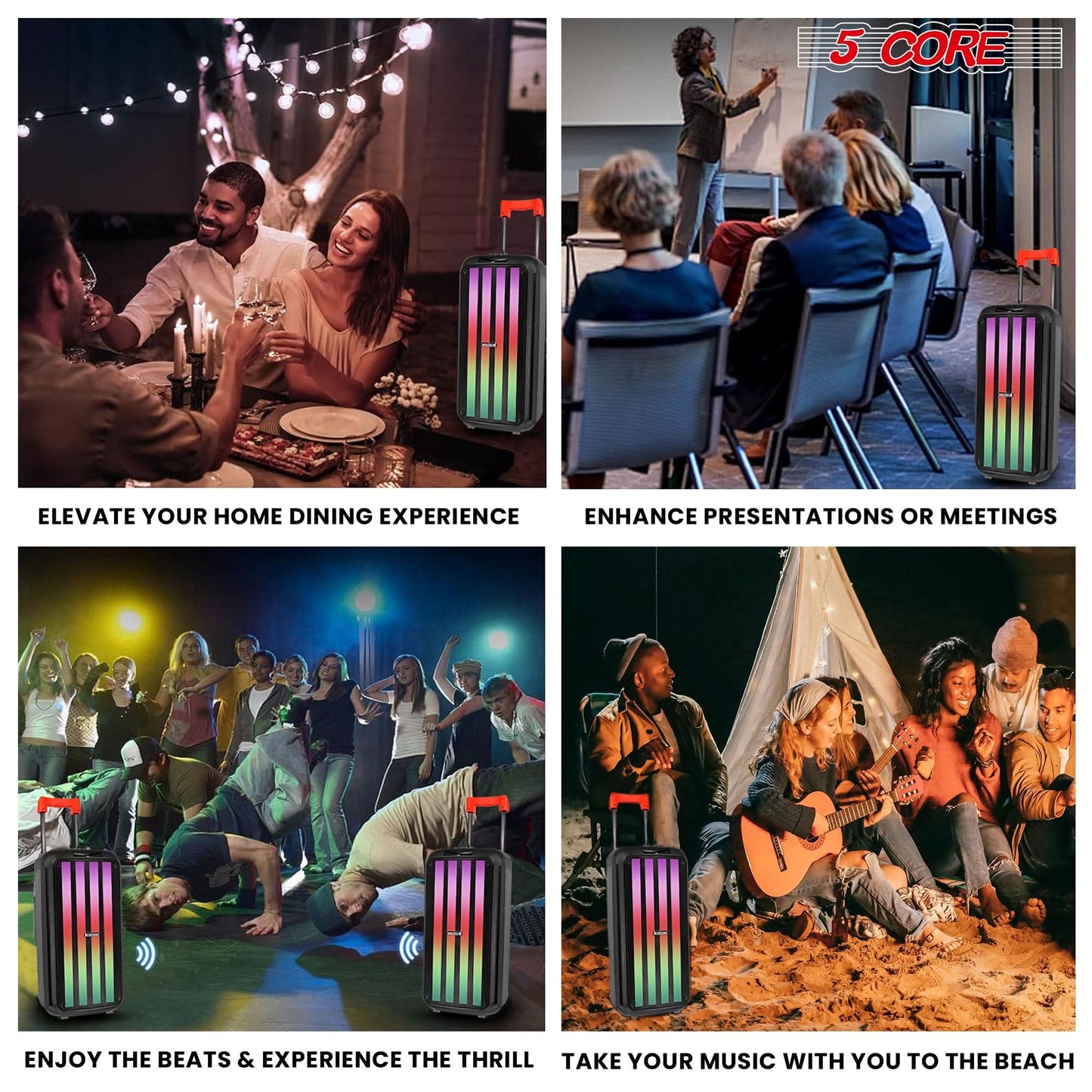 5Core Bluetooth Party Speaker 10 Inch PA RGB Partybox Karaoke Machine