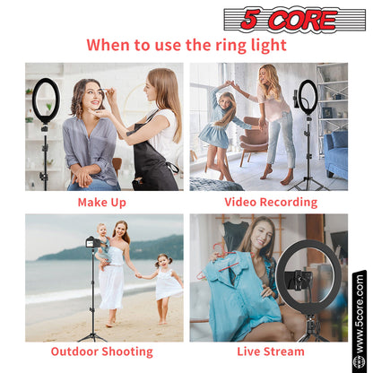5 Core 12" Selfie LED Circle Light with 67" Adjustable Tripod Stand &