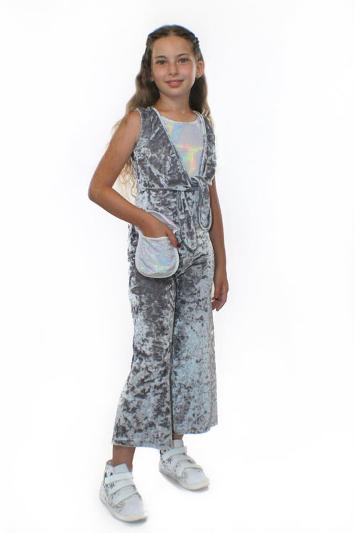 COCO With Pocketwist™  – Silver Crushed velvet Jumpsuit