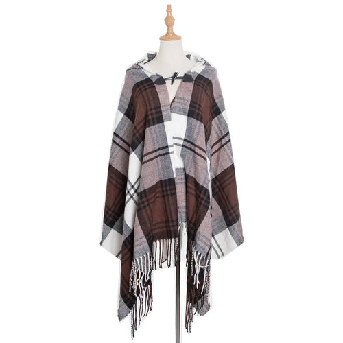 Hooded Open Stitch Loose Coat Big Hat Capes Women Winter Thick Outwear
