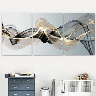 Modern Black Golden Lines Ribbon Poster Wall Art