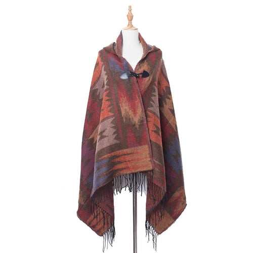 Hooded Open Stitch Loose Coat Big Hat Capes Women Winter Thick Outwear