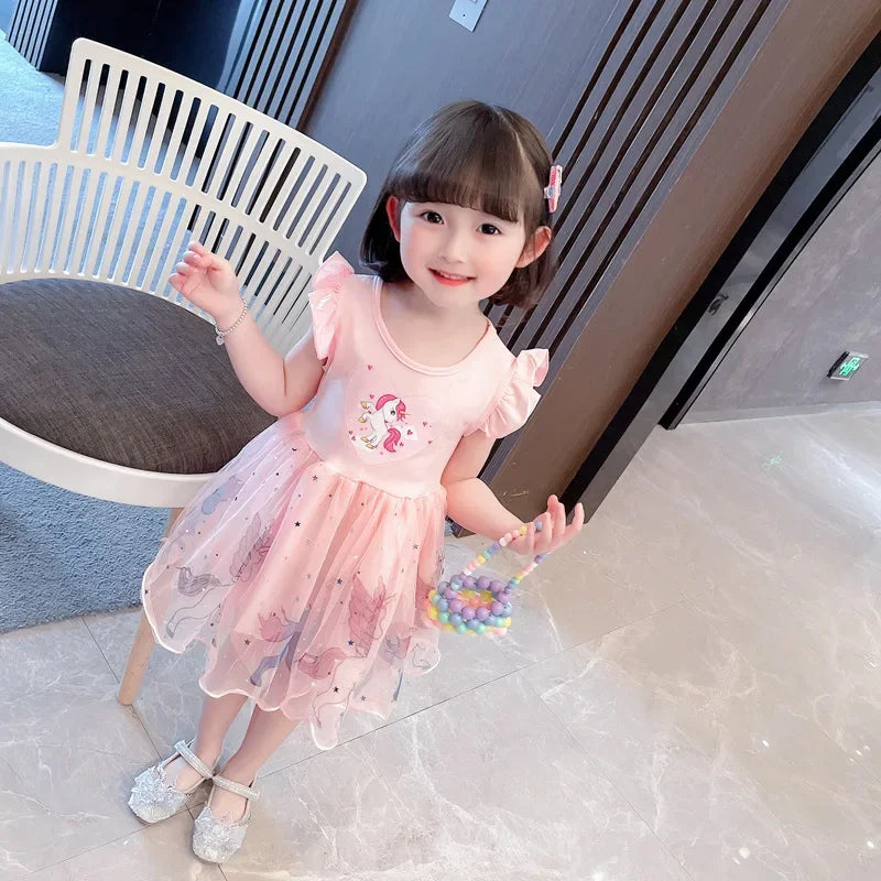 New Summer Flying Sleeve Kids Dress