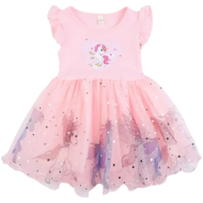 New Summer Flying Sleeve Kids Dress