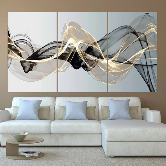 Modern Black Golden Lines Ribbon Poster Wall Art