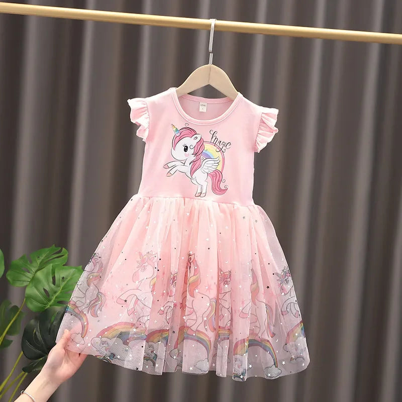 New Summer Flying Sleeve Kids Dress