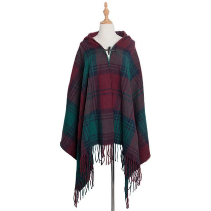 Hooded Open Stitch Loose Coat Big Hat Capes Women Winter Thick Outwear