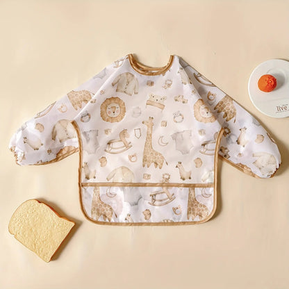 1 Pc Waterproof Baby Bibs Cute Infant Eating Child Drawing Long Sleeve