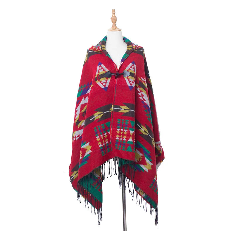 Hooded Open Stitch Loose Coat Big Hat Capes Women Winter Thick Outwear