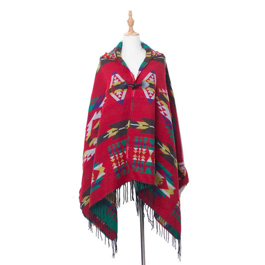 Hooded Open Stitch Loose Coat Big Hat Capes Women Winter Thick Outwear