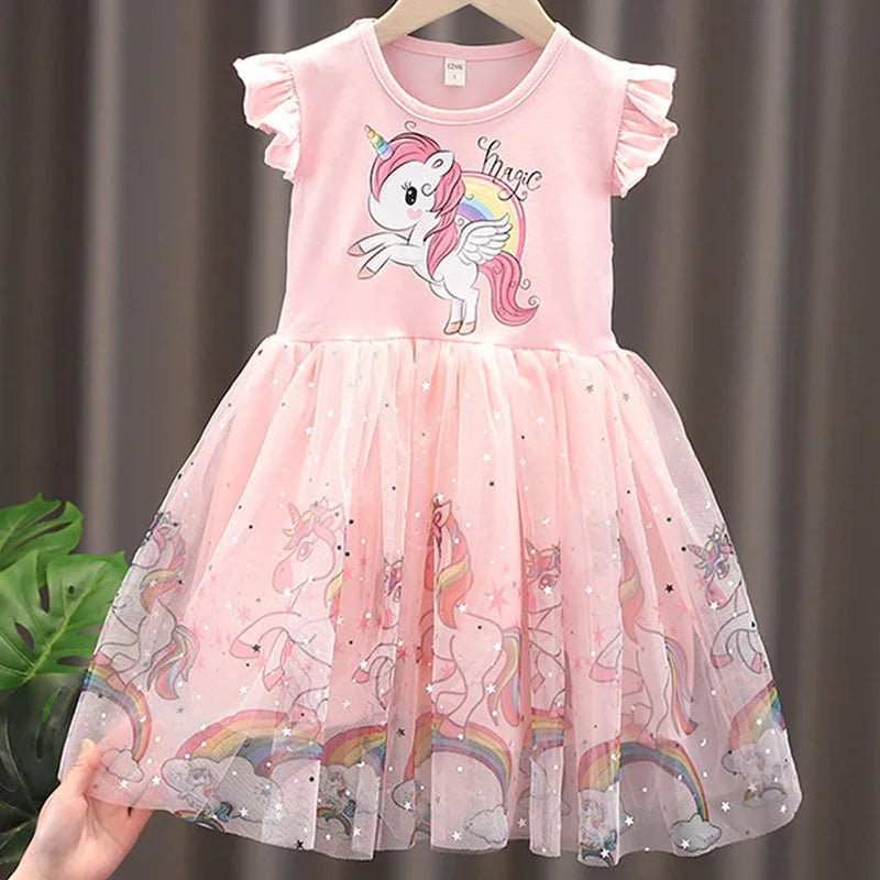 New Summer Flying Sleeve Kids Dress