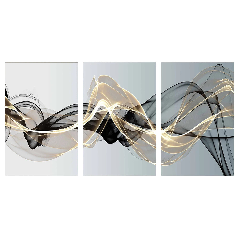 Modern Black Golden Lines Ribbon Poster Wall Art