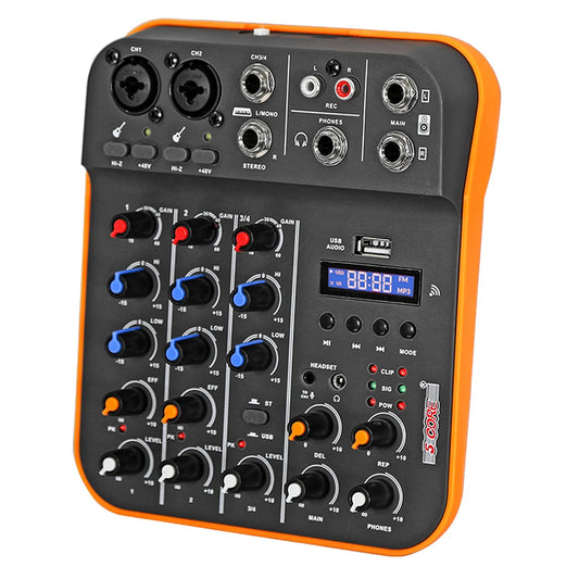 Audio Mixer 4 Channel DJ Equipment with Bluetooth USB Sound Board